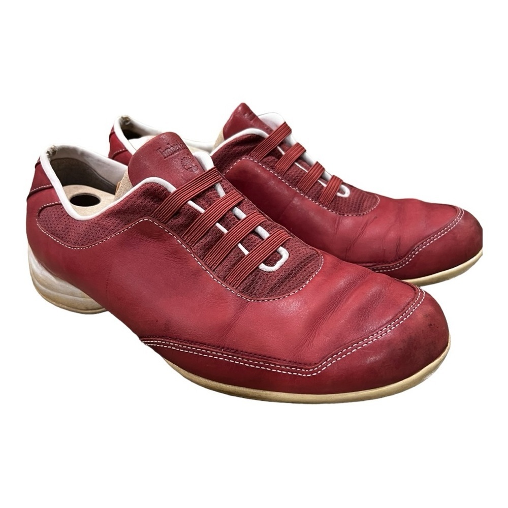 Vintage red leather timberland shoes, size 10